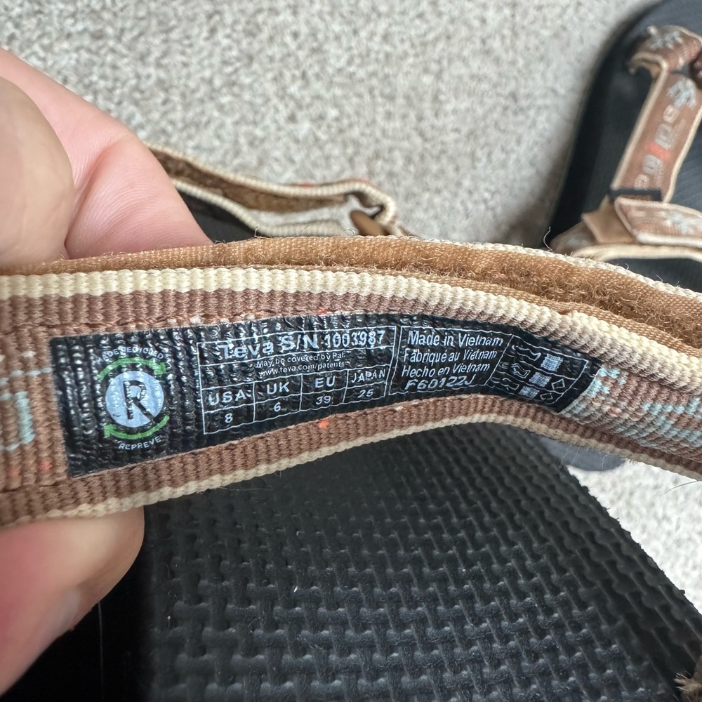 Teva Brown and Black Sandals with Patterned Straps - Picture 8 of 8